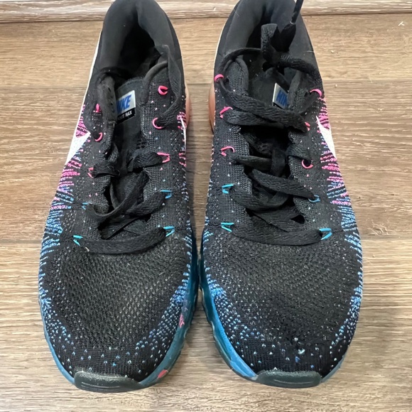 Nike Flyknit Max Womens Black/Blue/Hyperpunch 620659--002 - Picture 3 of 9